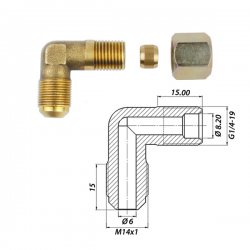 Уголок  90° M14x1 / G1/4-19